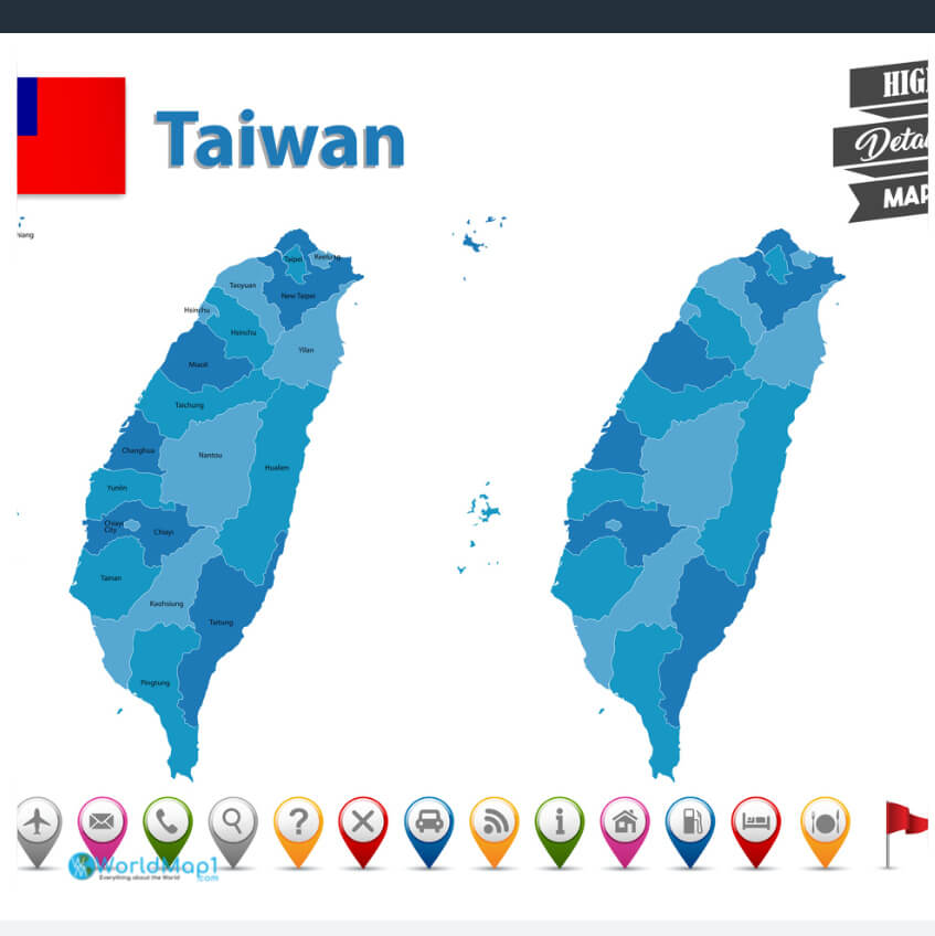 Provinces Map of Taiwan